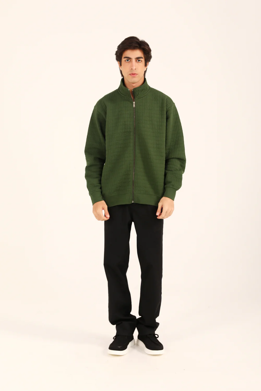 25WUP242-OLV_6 MOCK NECK ZIPPER - Image 1