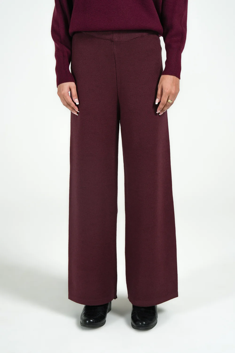 25WWJ546-BRN_1 CASHMERE HANDFEEL SWEATER KNIT TROUSER - Image 1